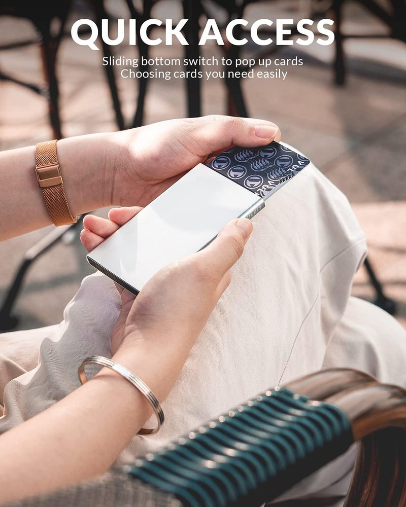 VULKIT Minimalist Credit Card Holder Pop Up Cards RFID Protection Slim Metal Wallet - Image 1